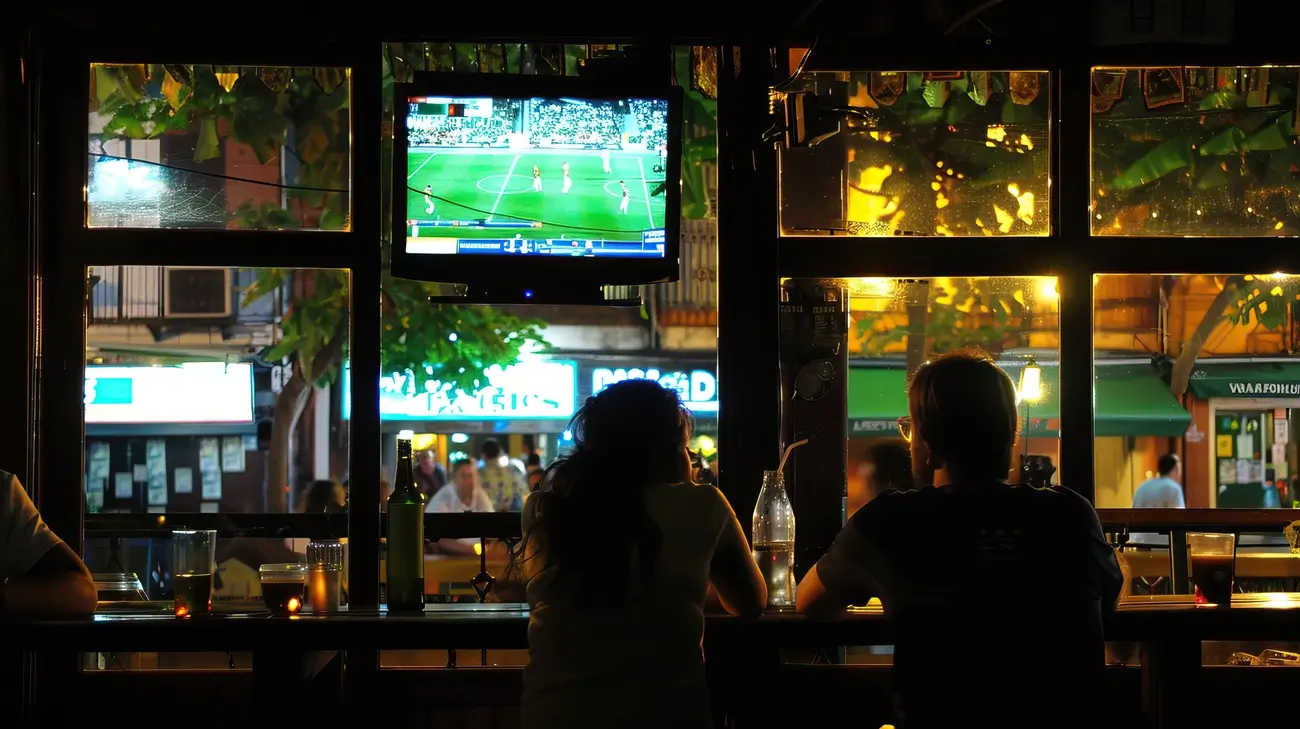 Friends Watch Sport Tv Pub Soccer Football Fans High Quality Ai Generated Image
