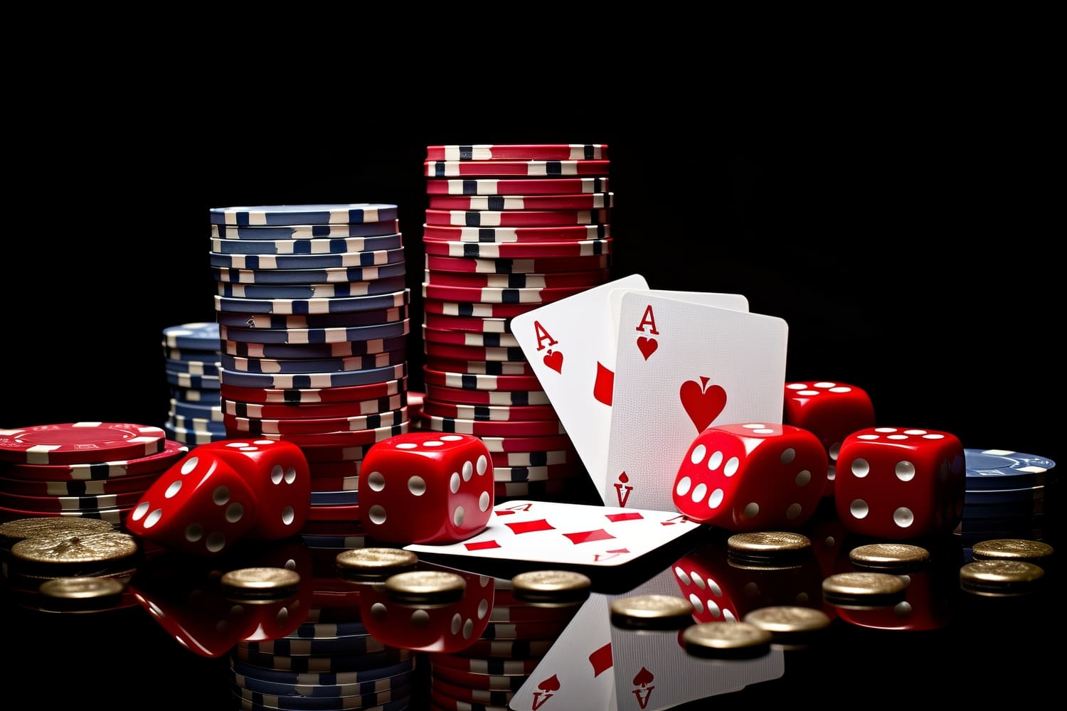 Gaming Essentials Cards Dice Poker Chips Awaken Black Composition
